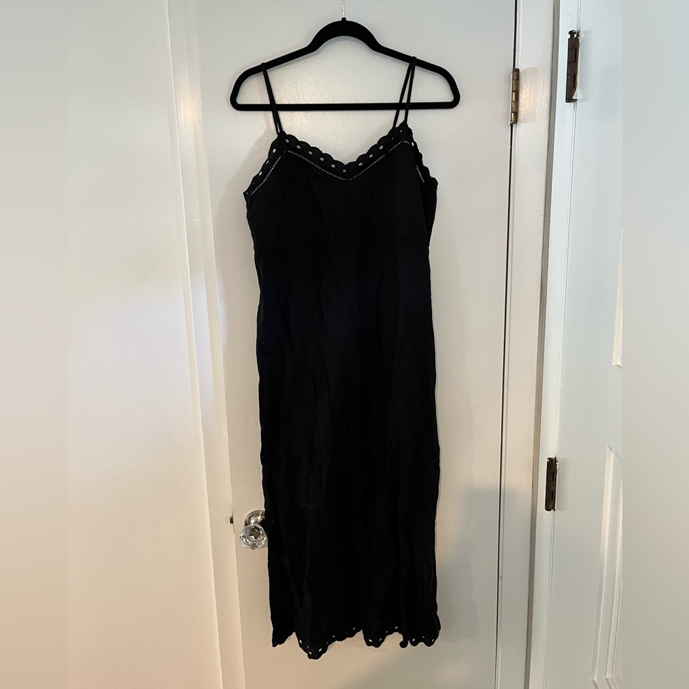 Old Navy Black Spaghetti Strap Maxi Dress with Scallop Trim NWT